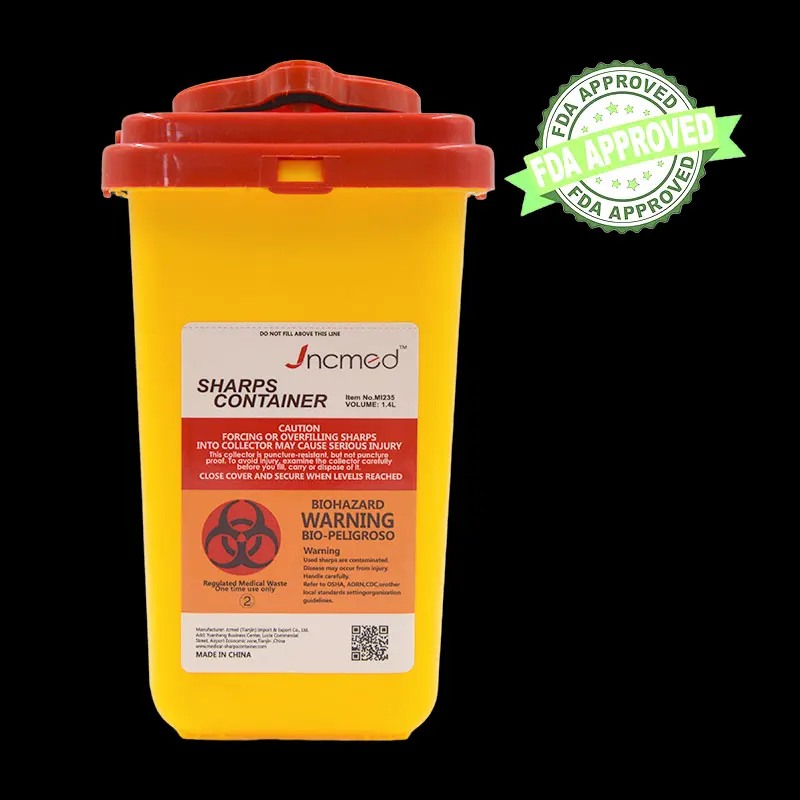 Medical Plastic Sharps Containers medical container Biohazard Needles Disposal 1L Waste sharps Box