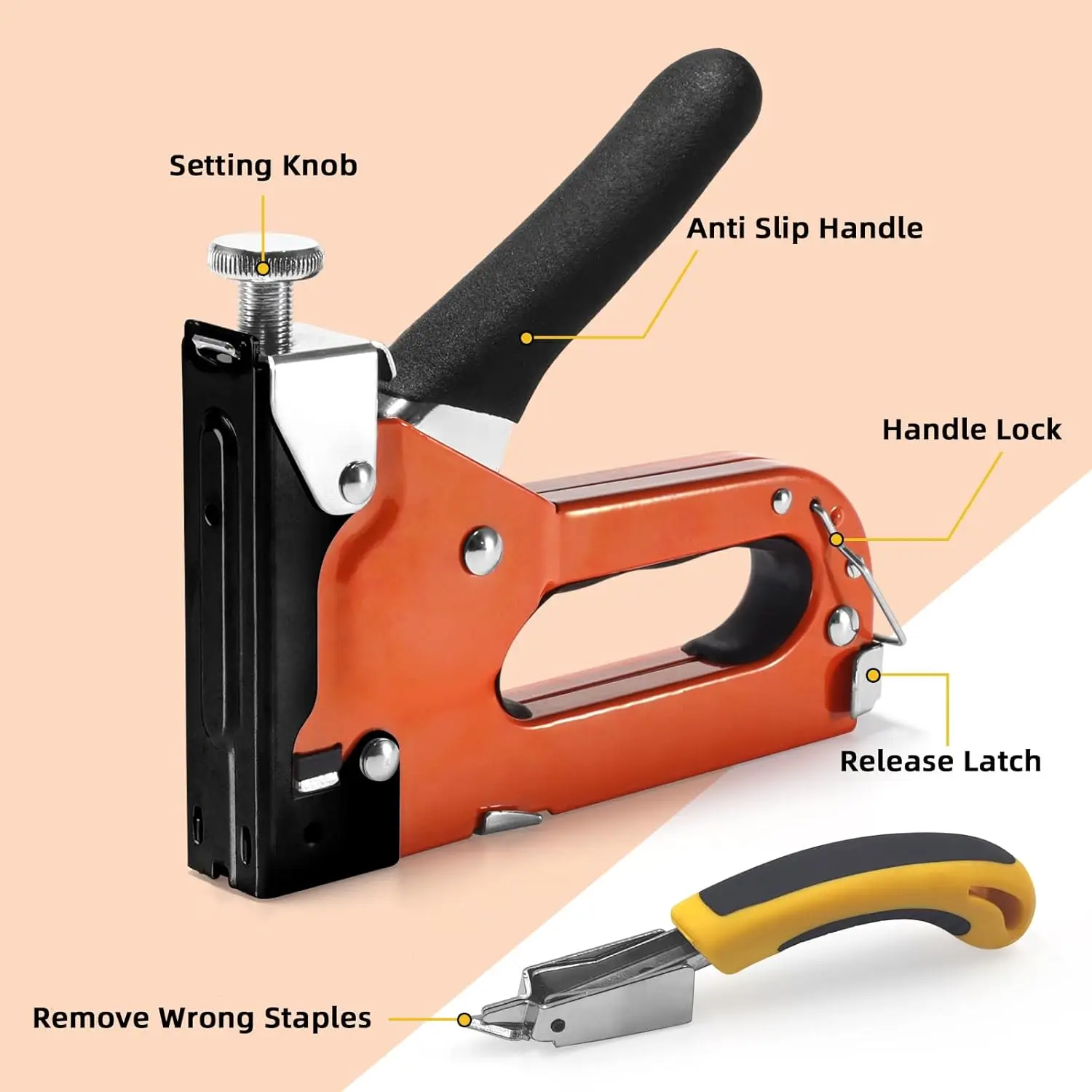 Peaktop 4 in 1 Upholstery Staple Gun with Remover Manual 4800 Staples Heavy Duty Staple Gun