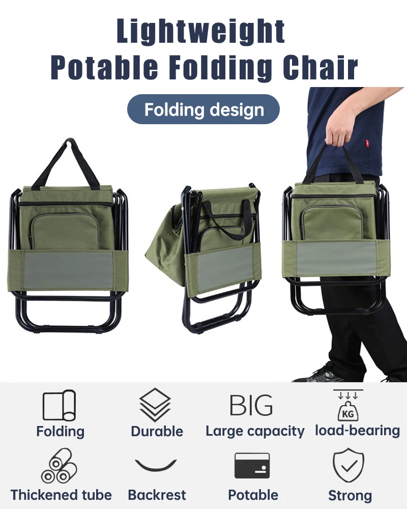 Folding Steel Frame stool backpack camping fishing chair