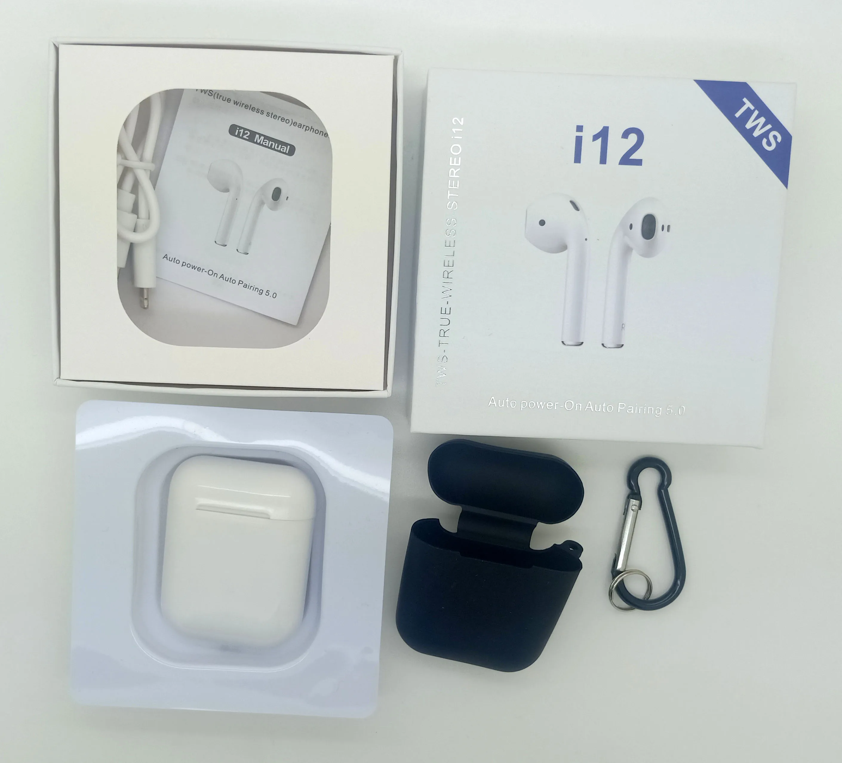 2021 Amazon Top Seller 100% QC check  i12  TWS True Wireless Stereo with silicone case