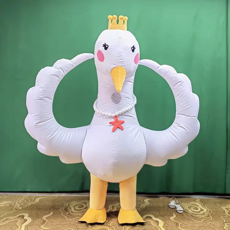 Commercial Custom Plush Goose Mascot Costume Walking Suits Funny Inflatable Goose Swan Costumes For Adults