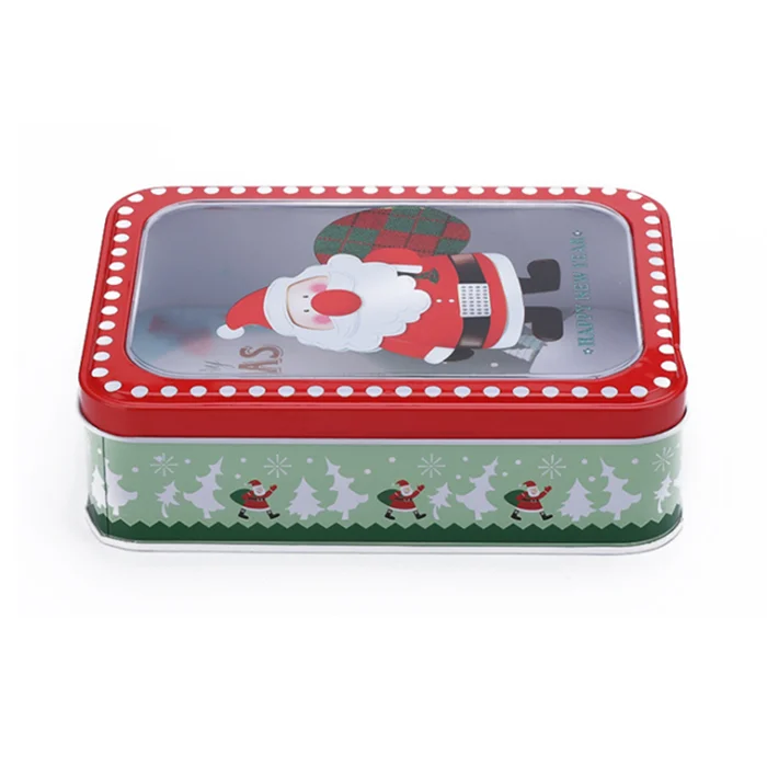 Custom rectangular shape tin can metal cookie packaging Christmas gift tin boxes