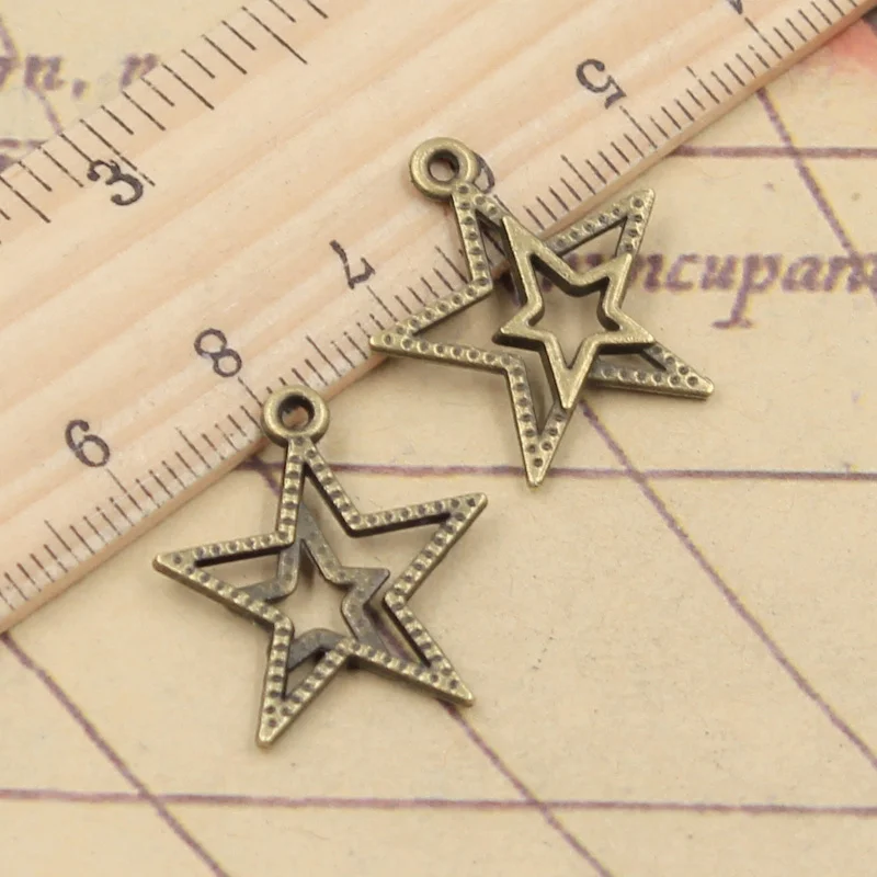 Charms star pentagram 23x20mm Handmade Making fit,Vintage Tibetan Silver Color Pendants,DIY For Bracelet Necklace