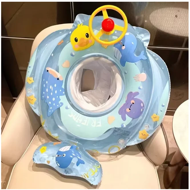 Swimming ring large thickened steering wheel horn boat infant children playing water spaceman swimming ring