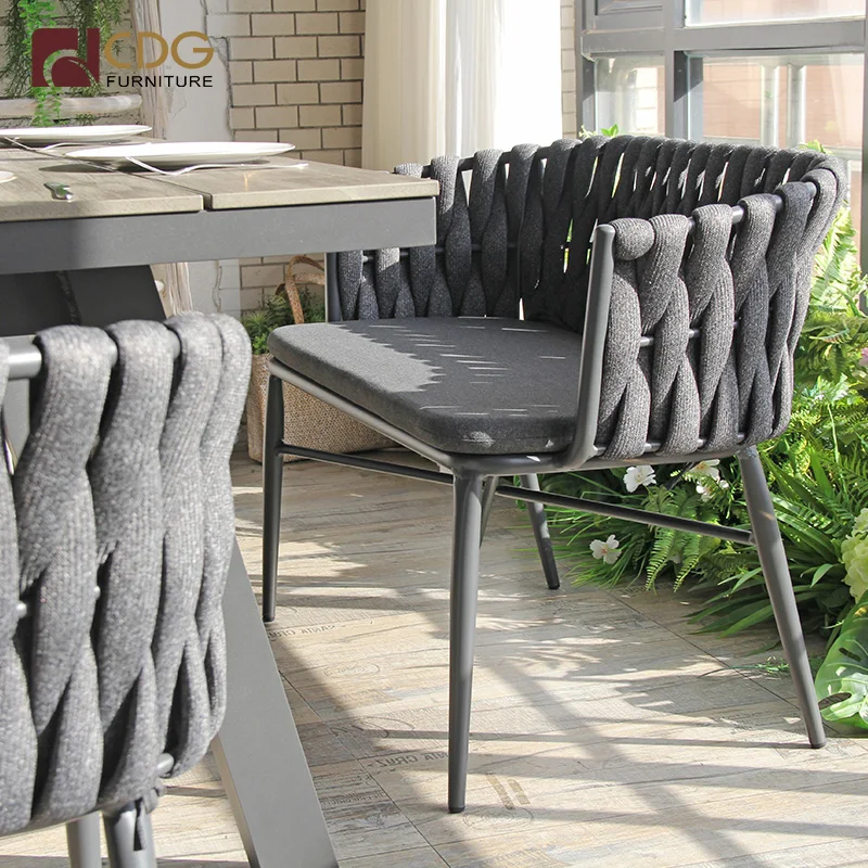 Commercial Furniture For Garden Double Love Chair Aluminum Frame Weaving Rope Chair Outdoor Use