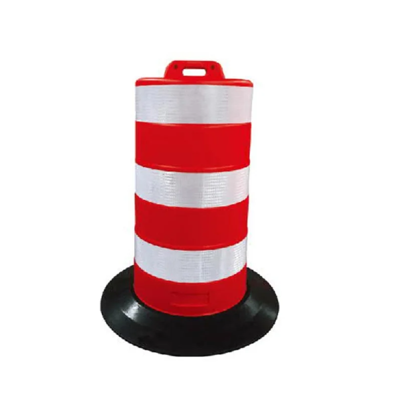 Roadside Construction Warning Reflective Tape Plastic Rubber Base Traffic Barrel Drum