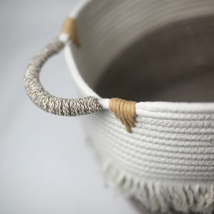  Пользовательская Водонепроницаемая круглая 2021 хлопковая плетеная морская корзина плетеные корзины для хранения пикника из ротанга