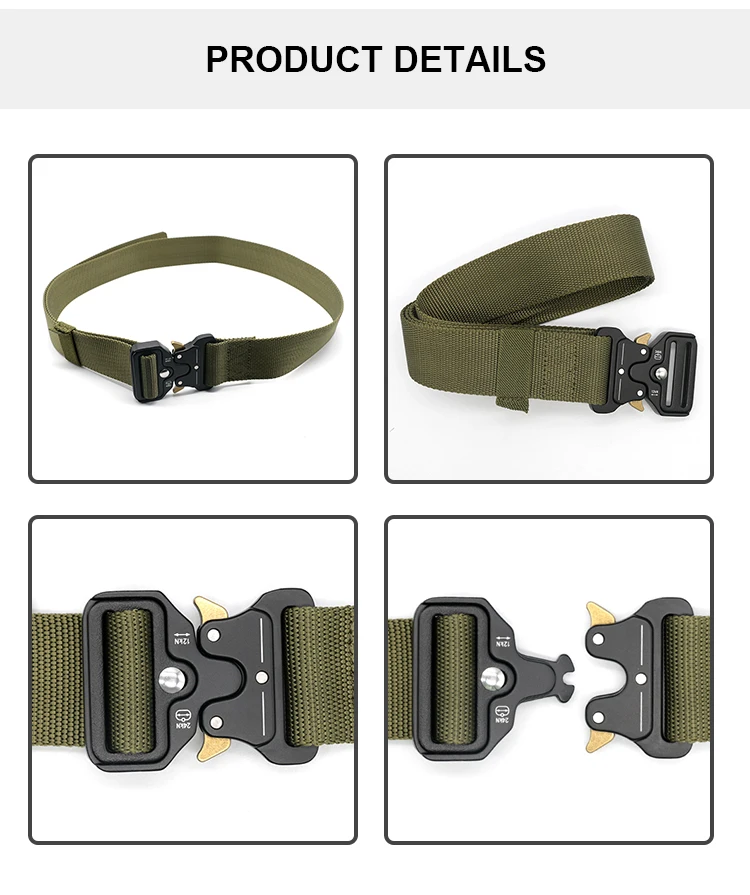 High quality nylon webbing heavy duty mens belt tactical buckle adjustable molle belt