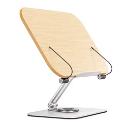 Foldable Aluminum Laptop Stand for 17 inch Desktop Stand for Book Wooden Height Adjustable Rotating Holder for Reading