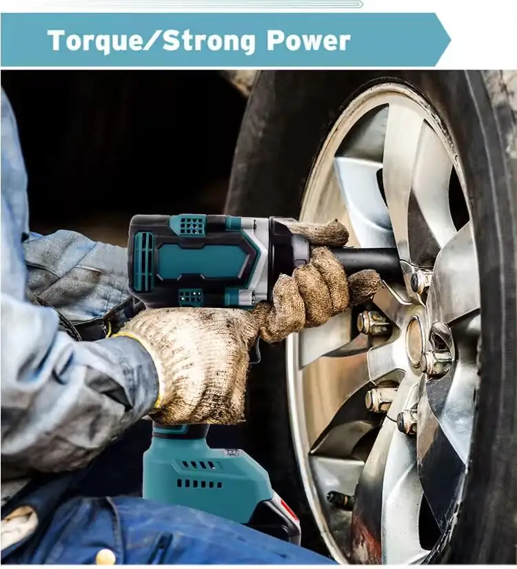 310NM Brushless Electric Wrench 3/4 Inch Cordless Impact Wrench 588VF Battery Handheld Power Tool for Makita 18v Battery DIY