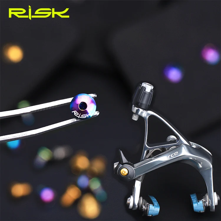 RISK Road Bike C-Brake Quick Release Fixing Bolt 2pcs/lot Titanium Bicycle Caliper Brake Clamp Locking Screw Fine Adjustment Nut