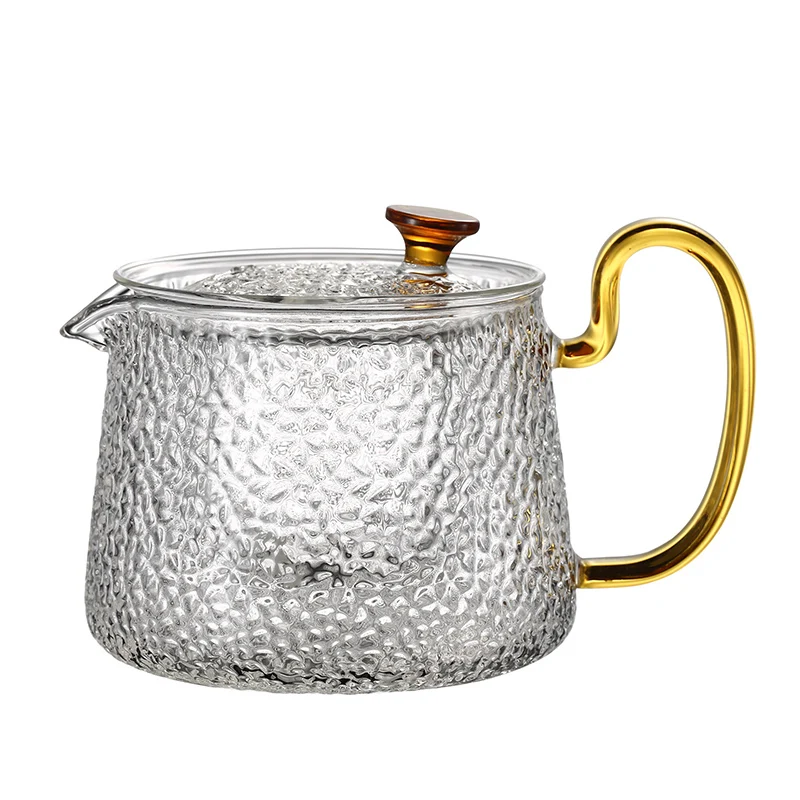 500ml Multi Color Handmade Customized High Borosilicate High Temperature Glass Teapot with Tea Filter and Handle