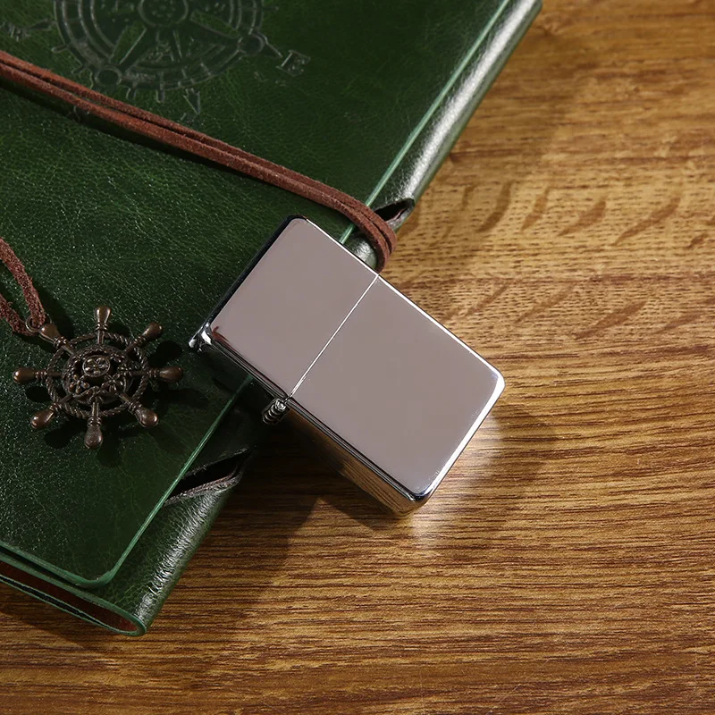 Classic kerosene lighter square head silver ice windproof lighter chrome plated color printing screen printing laser custom