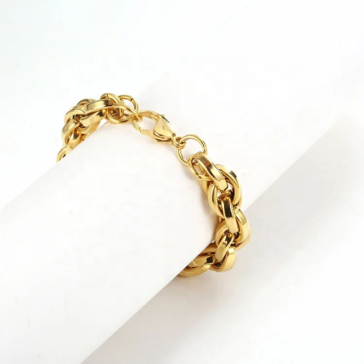 Link Bracelet Italian Style Oval Bracelet Silver Rose Gold Plated Adjustable Stainless Steel Chain Bangle bracelets for men