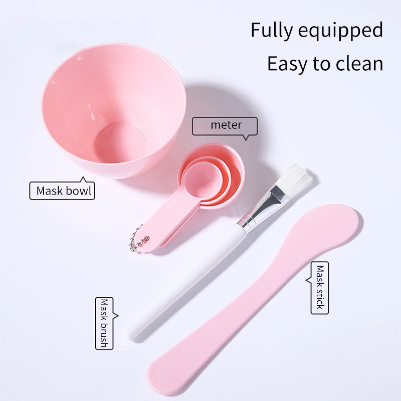 4 In 1 DIY Spa Face Mask Bowl Set And Brush Spoon Cosmetic Skin Care Bowl Set OEM Face Masking Brush And Big Bowl Spatula D0896