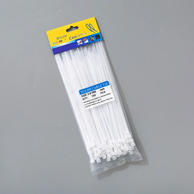 Nylon cable tie 3.6 x 200mm zipper tie 8 inches (20.3 cm) white cable tie for cable management