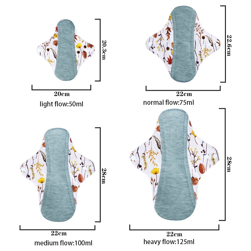 BES private label organic reusable menstrual cloth pads colorful microfiber towel cloth pad fabric oeko tex 100