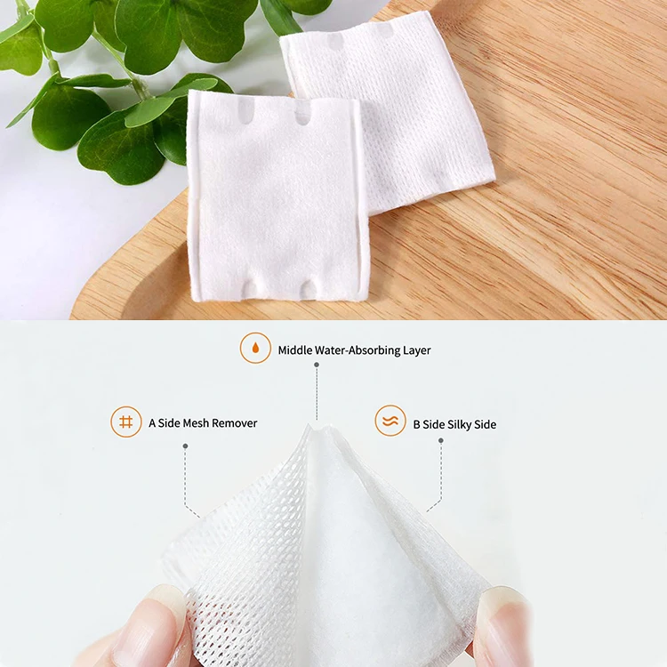 80pcs/bag Custom Logo Disposable Cotton Cosmetic Pads For Face Clean Nail Makeup Soft Sandwich Cotton Pad Makeup Remover B155