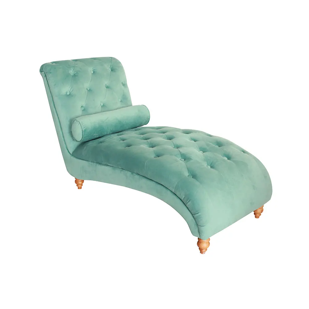 Partner Green Black Velvet Turfed Luxury Elegant Modern Wooden Legs Living Room Chair Chaise Lounge