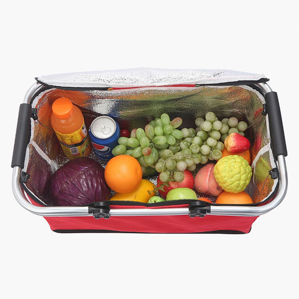 Insulated picnic basket outdoor foldable takeaway insulated bag delivery fast food insulated cold handbasket car
