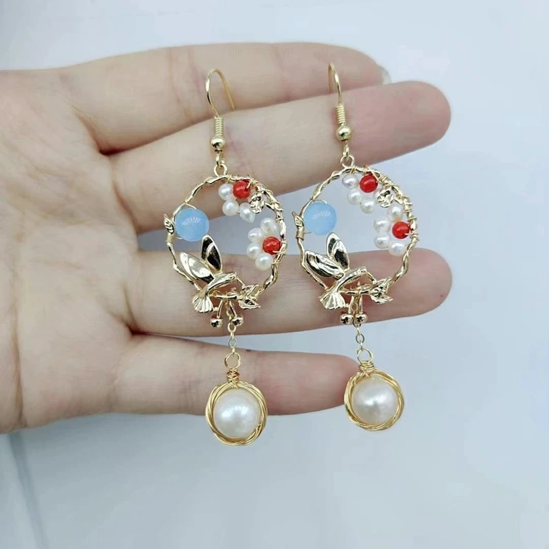 Wholesale fashion earring designs new model vintage flower pearl earrings in pearl jewelry