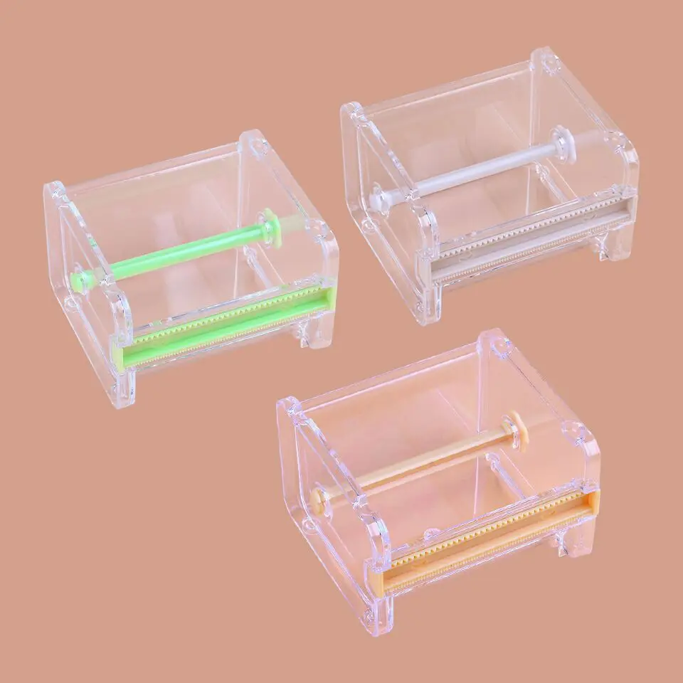 Transparent Visible Desktop Multi Washi Masking Tape Dispenser Stackable Roll Tape Cutter Office Acrylic Roll Tape Holders
