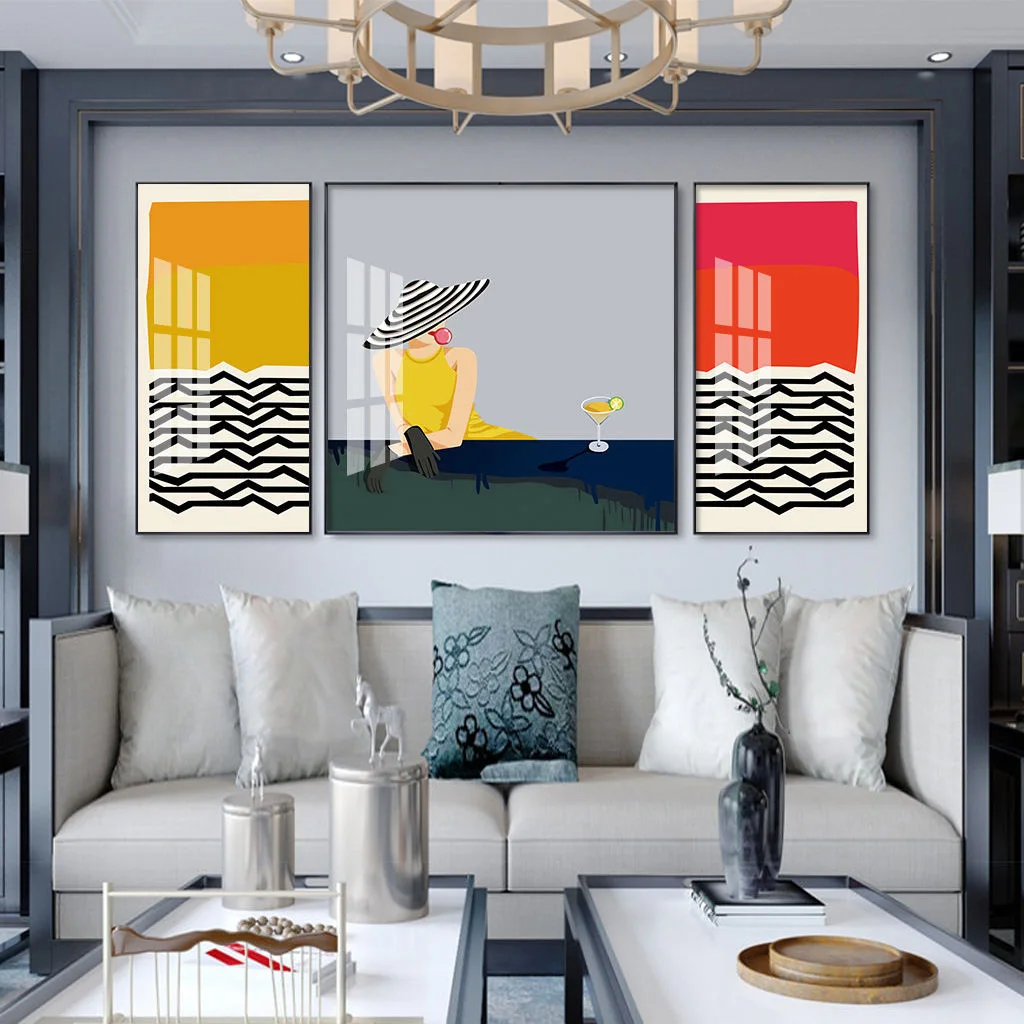 Настенная рамка, украшение для дома, скандинавский свет, роскошное абстрактное искусство, картина, геометрия, цветок, танцующая девушка, кристалл, фарфор, живопись