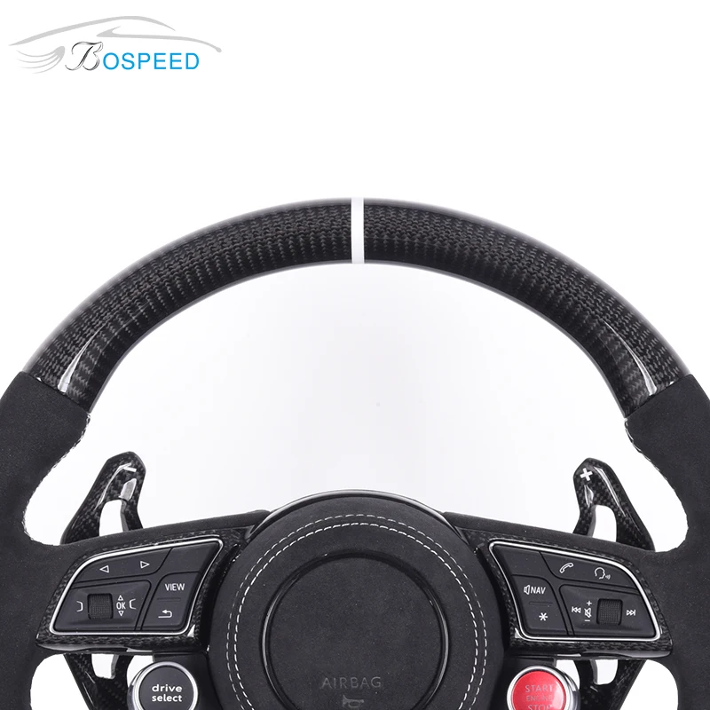 Carbon Fiber Steering Wheel for Audi RS Suede Leather Racing Car RS7 RS5