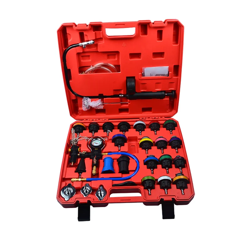 28 pcs Universal Radiator Pressure Tester Vacuum Cooling Purge Refill Cooling System Detector Kit Set