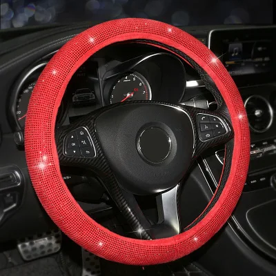 
Bling colorful full diamond car steering wheel Cover Ordinary crystal flash hot drill non-slip steering wheel cover 