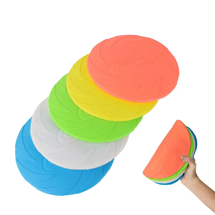 Customized Round Dog Training Toys TPR Silicone Soft Pet Flying Disc Bite Resistant Frisbeed