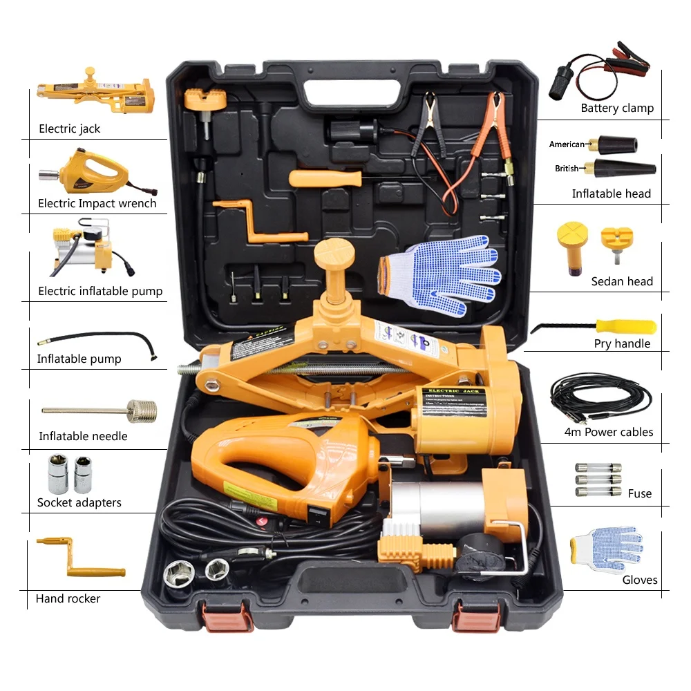 Wholesale china factory 3 in 1 car automatic electric jack set