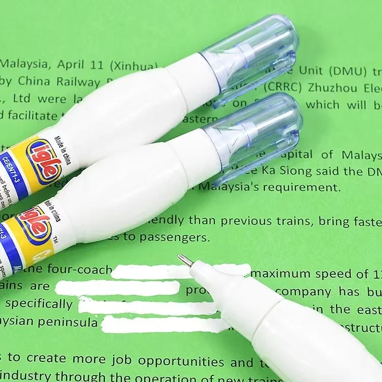 school office stationery Wholesale Metal Head High Quality Correction Fluid Fast Drying Safe Non-toxic White Correction Pen