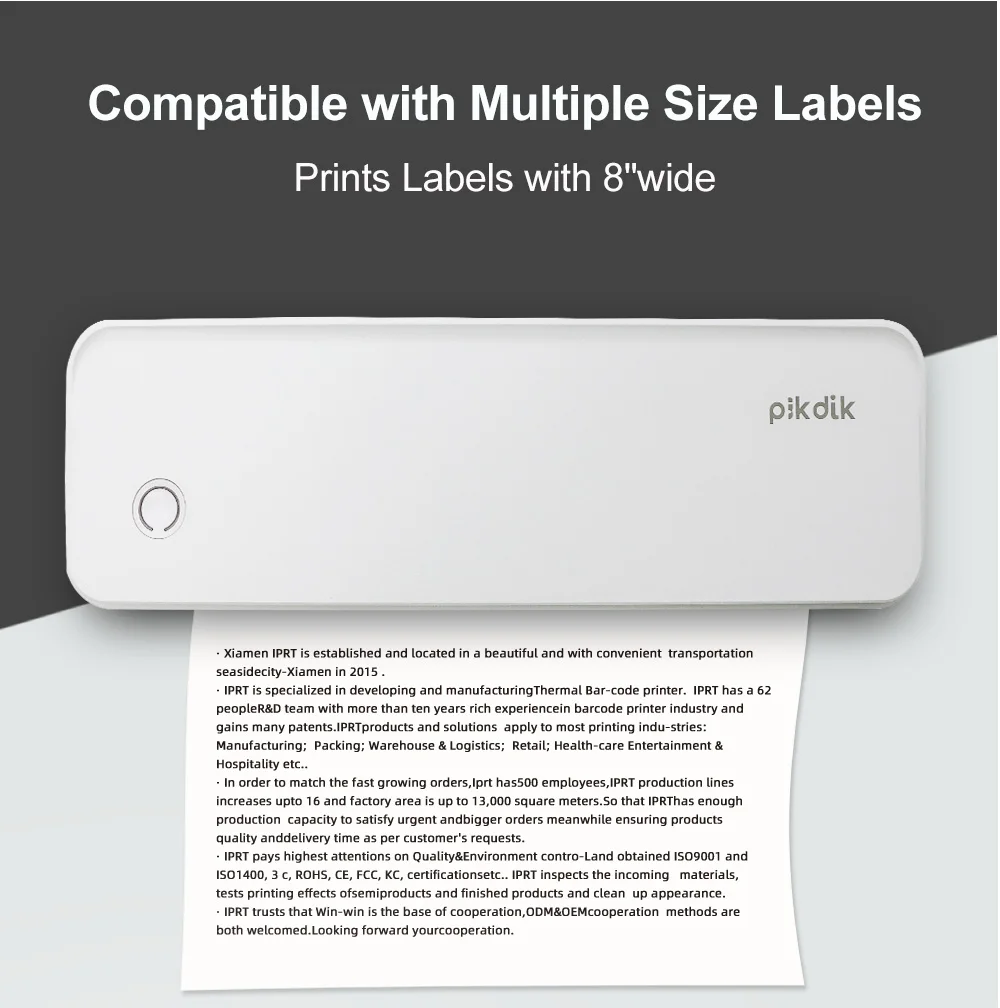 PikDik портативный беспроводной термопринтер A4 без чернил Bluetooth принтер в деловую поездку