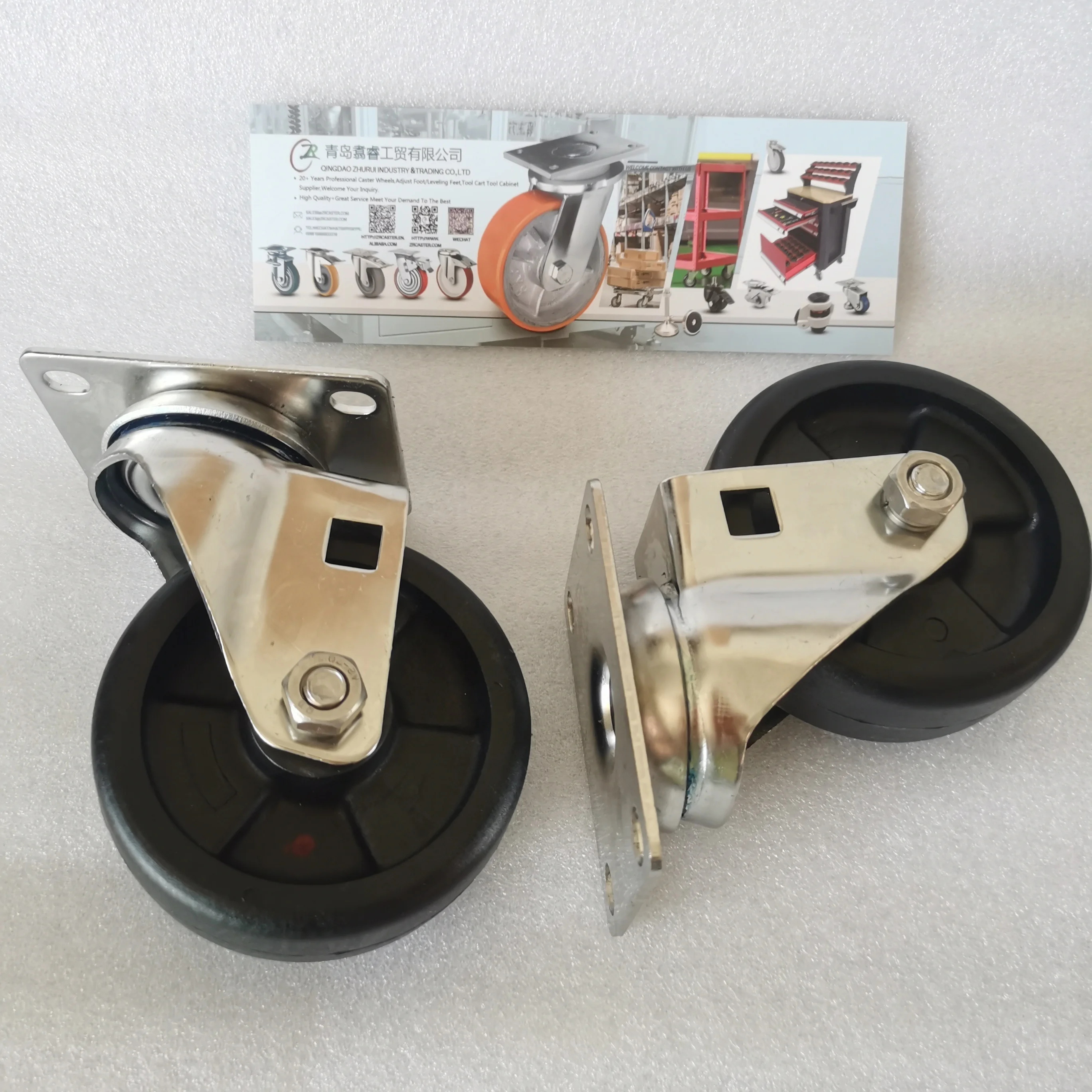 SUS304 75/100/125mm Baking Oven Trolley Castor High Temperature Stainless Steel 304 Caster Wheels Nylon Swivel Plate Castor