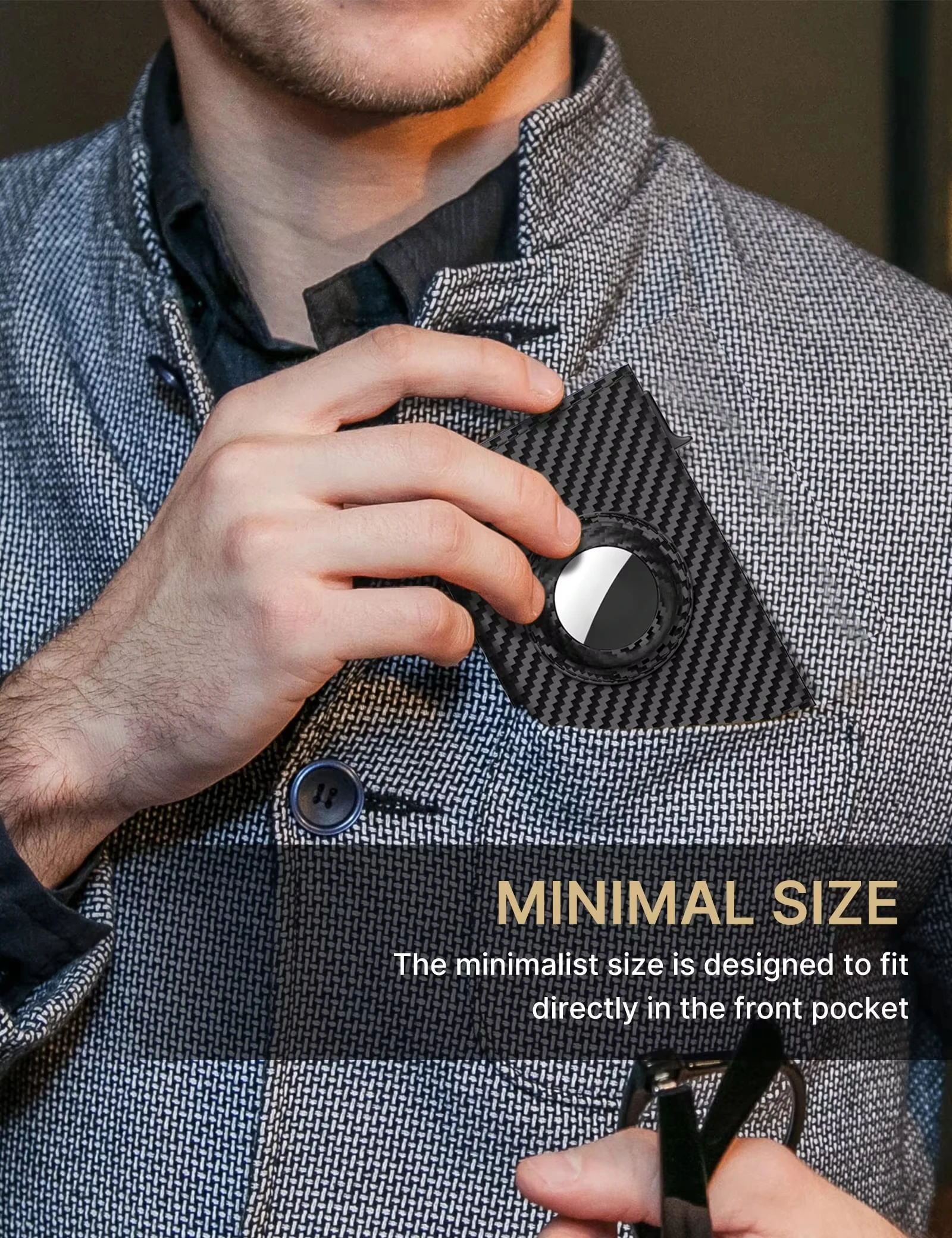 Custom Logo RFID Blocking Pop Up Credit Card Holder Wallet Slim Carbon Fiber PU Leather Metal Aluminum Mans Tri-fold Wallet