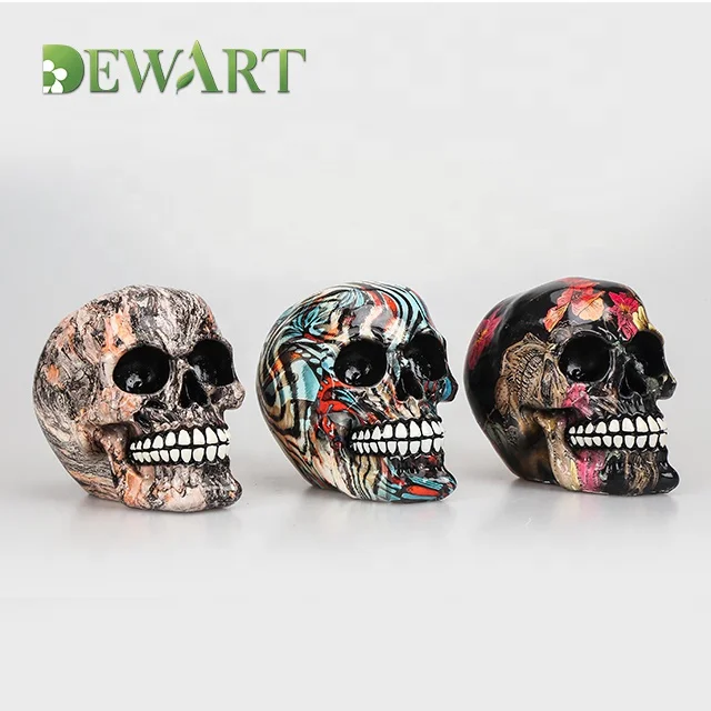 Hot Selling Craft Handmade Scary Skull Sculpture Decor Resin Art Statue For Halloween Holiday Home Decoration Accessories
