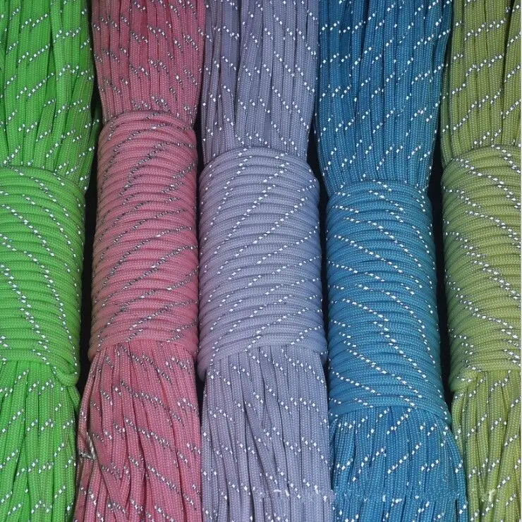 Customized outdoor tents 8mm 10mm paracord cable reflective material polyester paracord parachute cord 550 Lbs rope