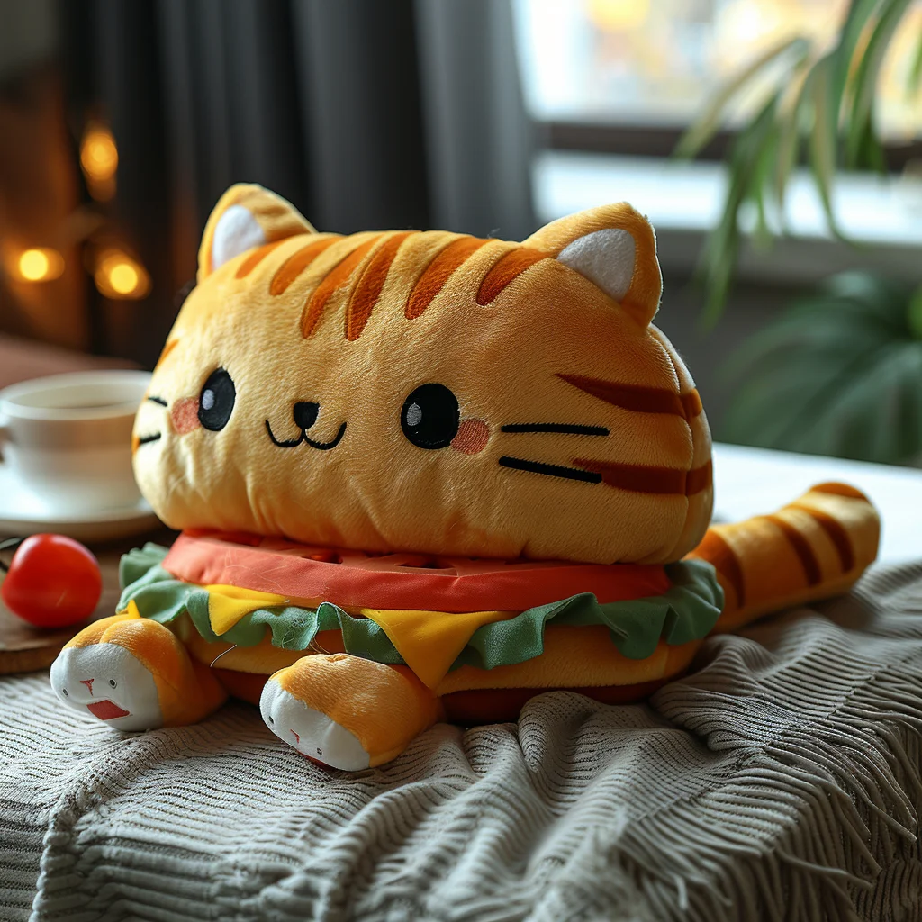 Kawaii Plush Sandwich Cookies Kitten Dolls Soft Cute Biscuit Cat Stuffed Dolls White Cat Plush Toys