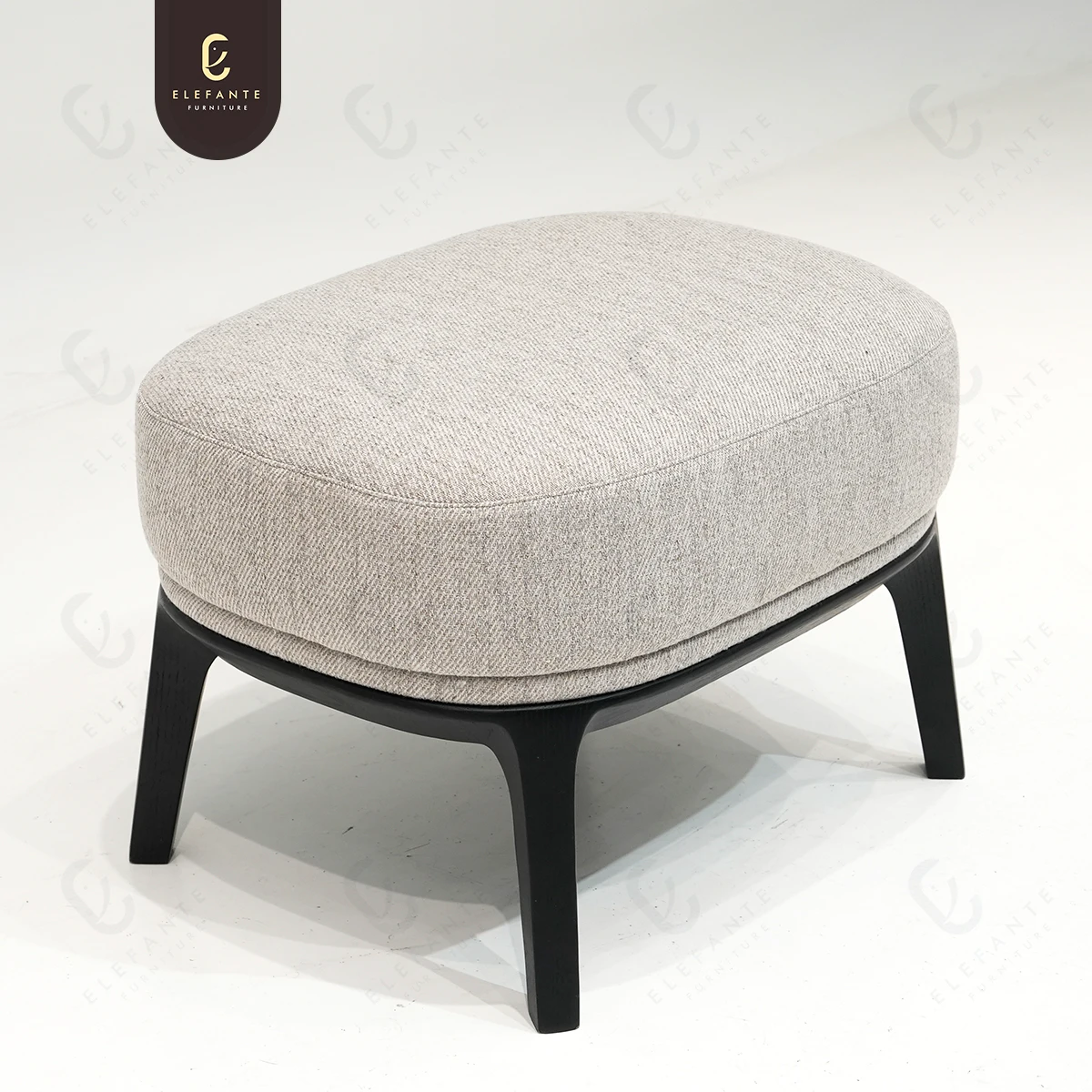 Elefante Modern Simple Living Room Oak Base Quality Fabric Upholstery Ottoman