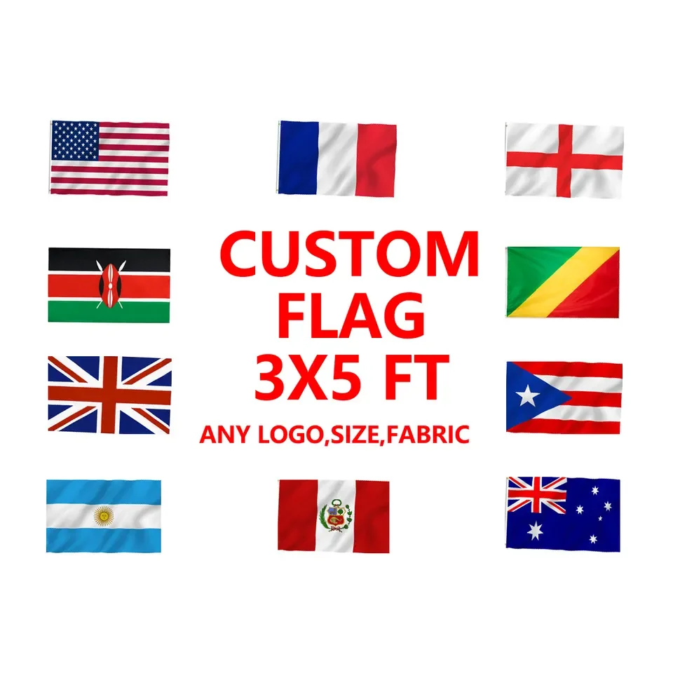 Huiyi Factories Wholesale 3X5Ft Double Sided Printed Flag flag all country buy Hanging Outdoor 3X5 Custom Flag Banner