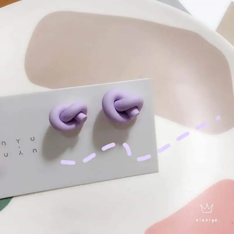 Wholesale Handmade Clay Stud Earrings with Knotted Polymer Gold Plated Cute Geometric  Animal Pattern Earrings For Gifts