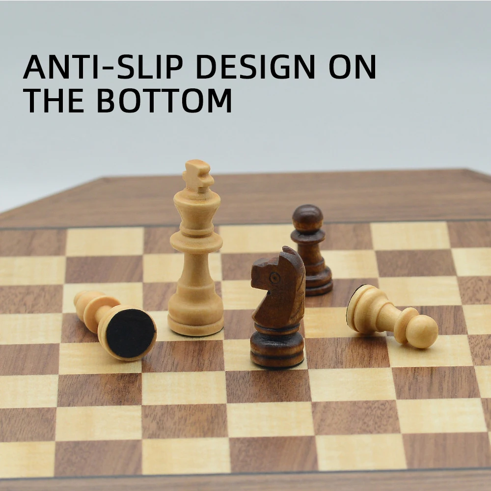 Factory Direct Sales Octagonal Wooden Chess Set Magnetic 35*35*6.5cm Chess Portable Chess Games