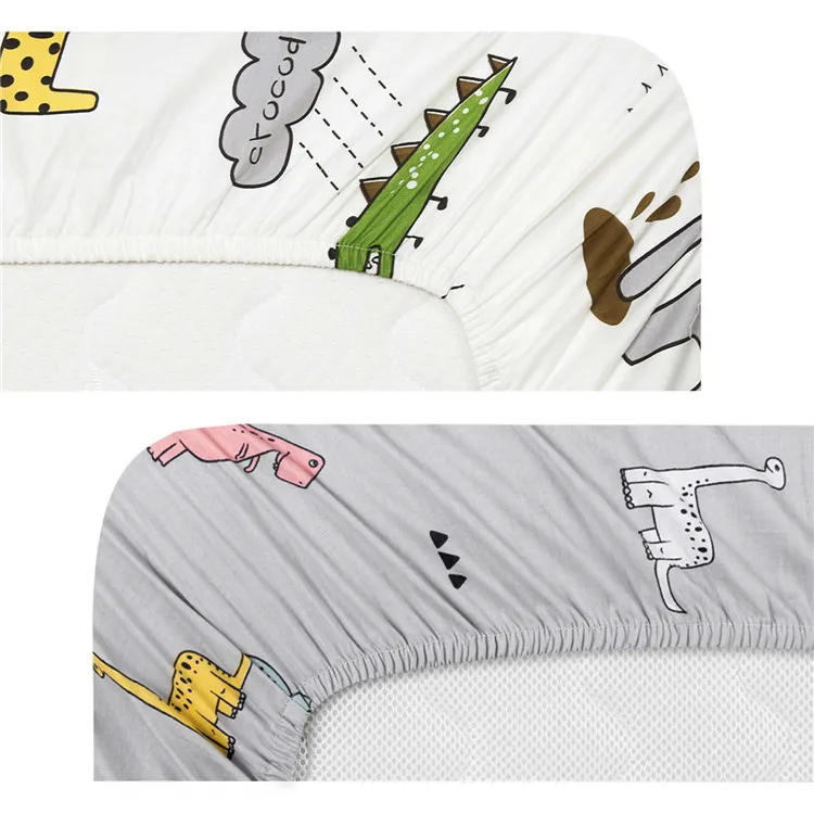 Custom Animals Printed Unisex Baby Skin-friendly Organic Bamboo Fitted Crib Sheet