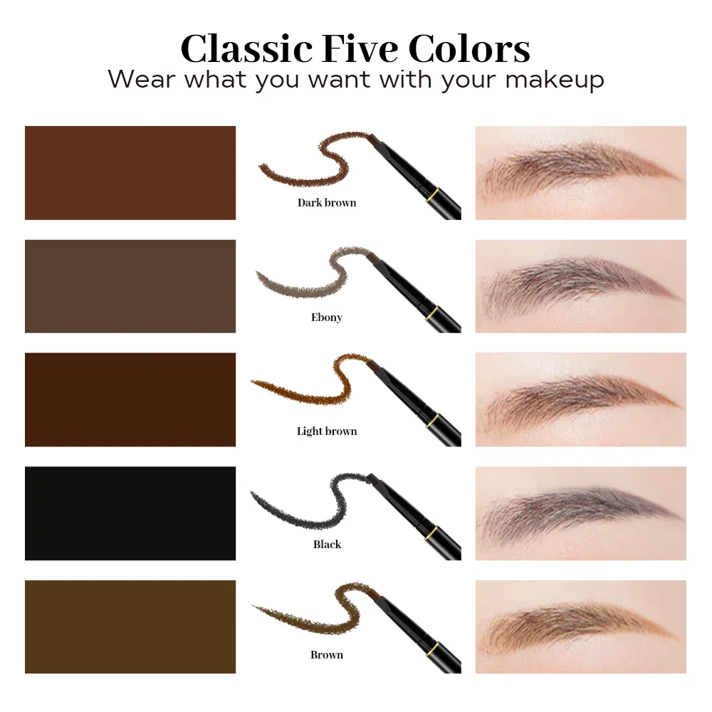 Private Label Eyebrow Pencil Custom Logo Waterproof Vegan Eye Brow Pen Long Lasting Eyebrow Pencil With Brush