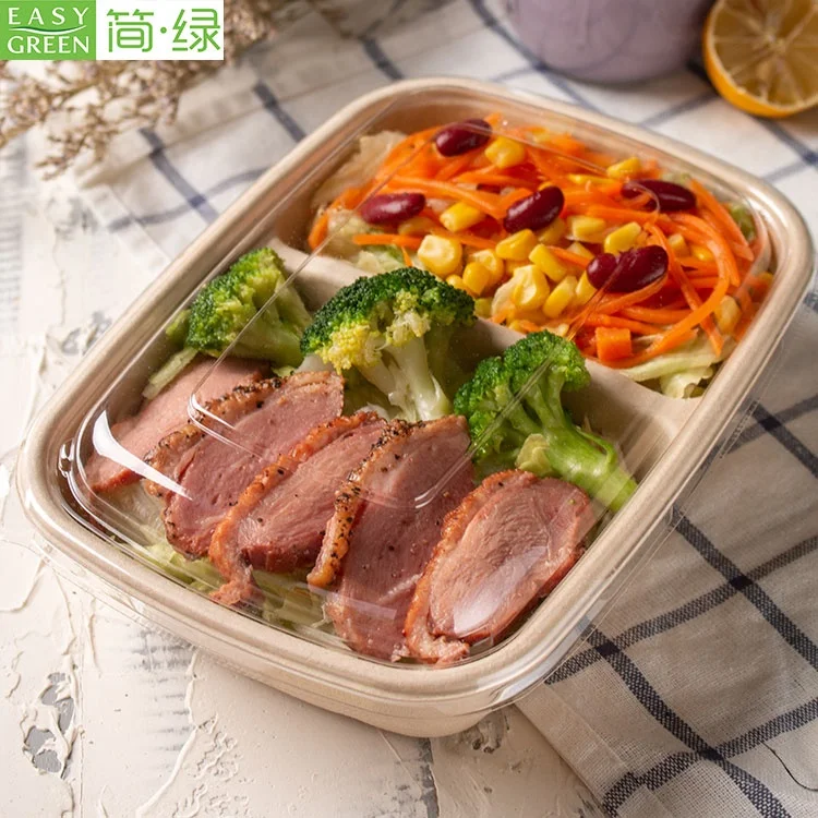 Одноразовые биоразлагаемые 100% натуральные экологически чистые мешки целлюлозы прямоугольной целлюлозы Bento Контейнер для салата