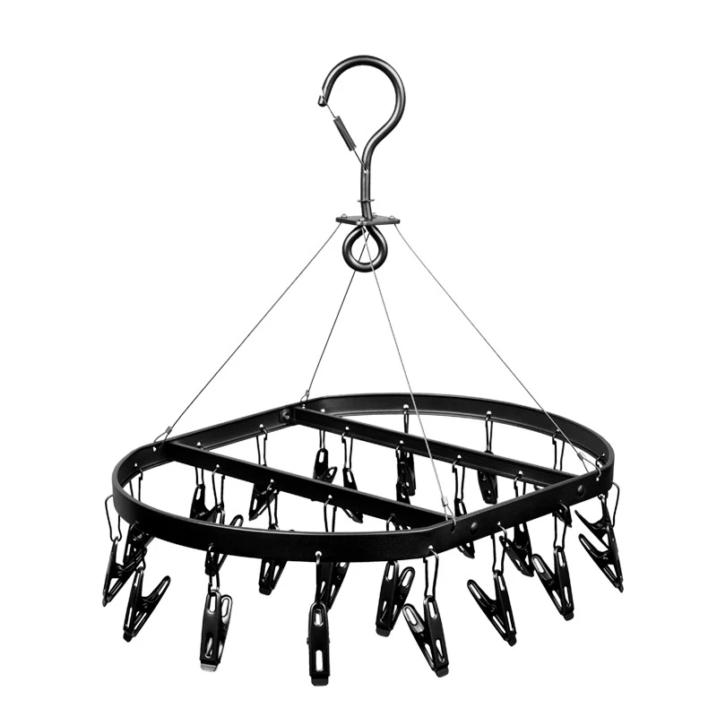 wholesale functional household drying metal hook clothes hanger with clips sock metal hanger