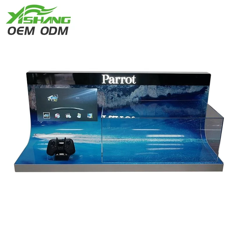 Custom fashion brand store metal desktop display rack metal remote control UAV aircraft display rack