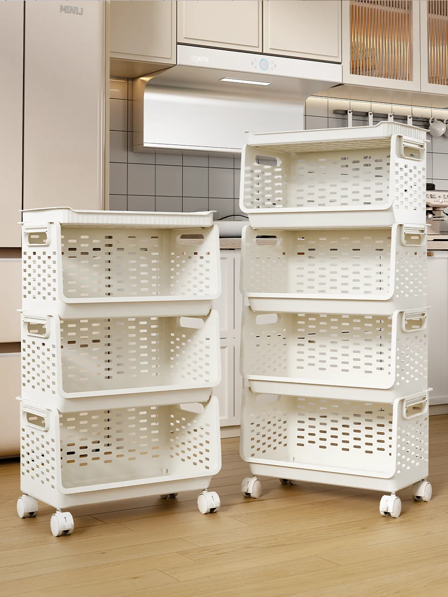 2024 Cheap Wholesale Plastic Stacking Storage Baskets With Wheels