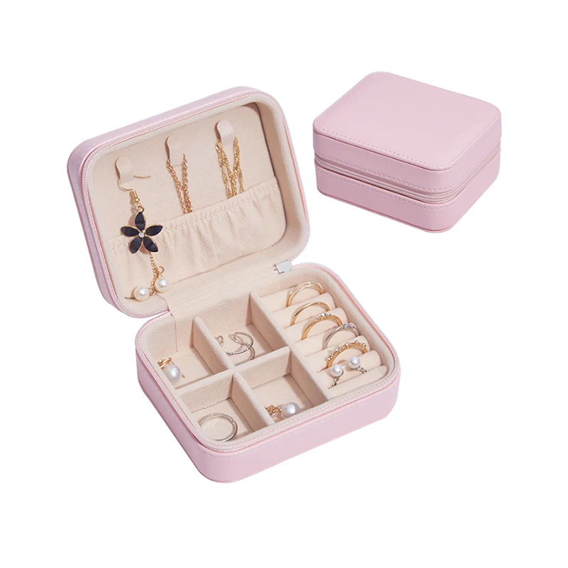 Portable Compact Wear-resisting PU Leather Jewelry Storage Box Jewelry Storage Box Mini
